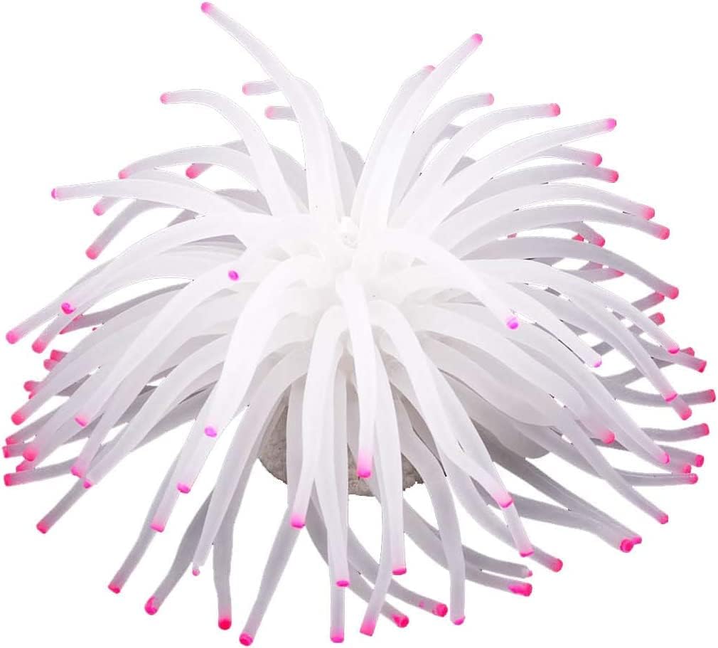 Mallofusa artificial silicone sea anemone aquarium decoration white front view
