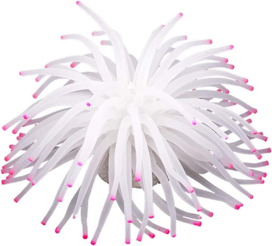 Mallofusa artificial silicone sea anemone aquarium decoration white front view