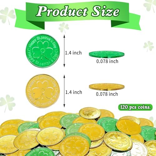 Catephe shamrock lucky coins plastic tokens pack of 120 pieces