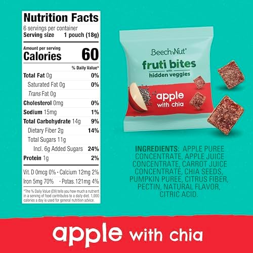 Close-up of the single-serving snack pouches from the Beech-Nut toddler fruit chews variety pack.
