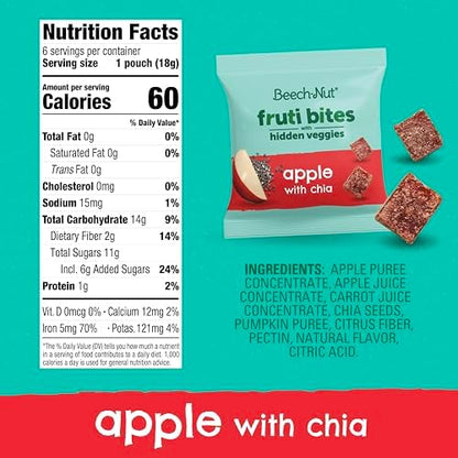 Close-up of the single-serving snack pouches from the Beech-Nut toddler fruit chews variety pack.