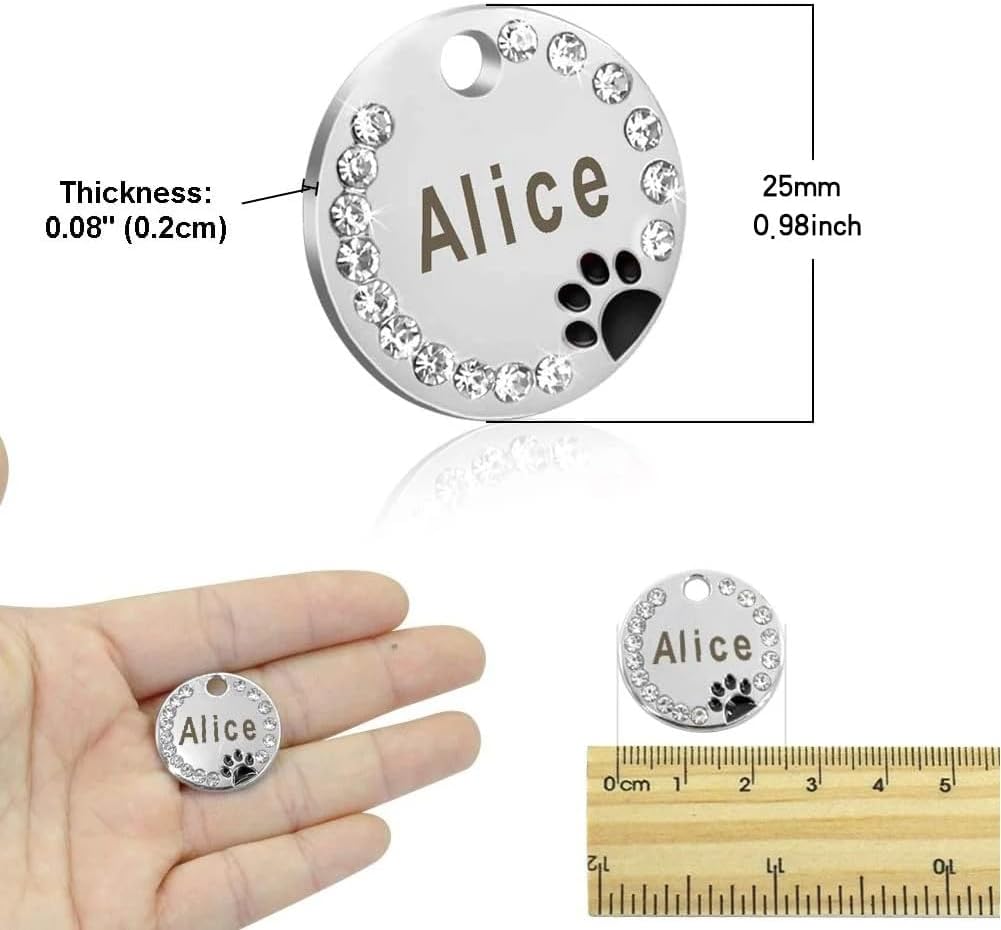 Zinc alloy pink paw print identity charm for cats and dogs.