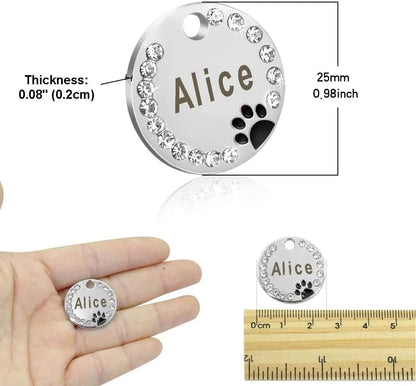 Zinc alloy pink paw print identity charm for cats and dogs.