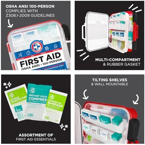 Be Smart Get Prepared OSHA compliant first aid kit labels showing technical safety standards.