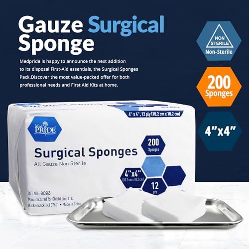 Med Pride 12-ply all-gauze non-sterile medical pads pack of 200