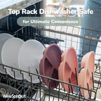 Set of three WeeSprout suction plates stacked with lids