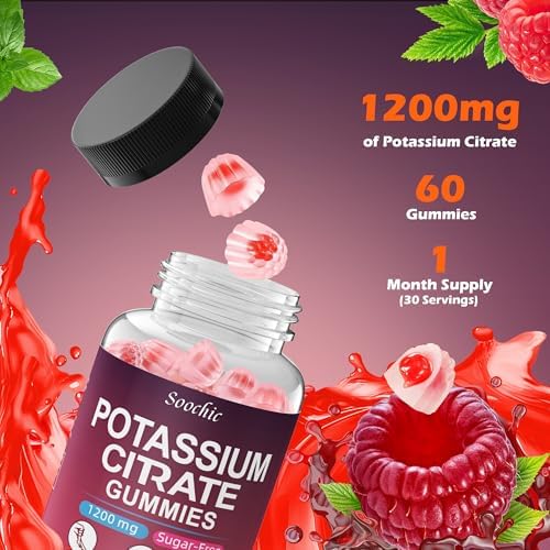 Close up of raspberry flavored sugar free potassium gummies with pectin base