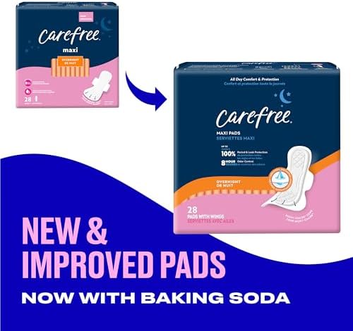 Imported Carefree maxi pads for postpartum and period leak protection.