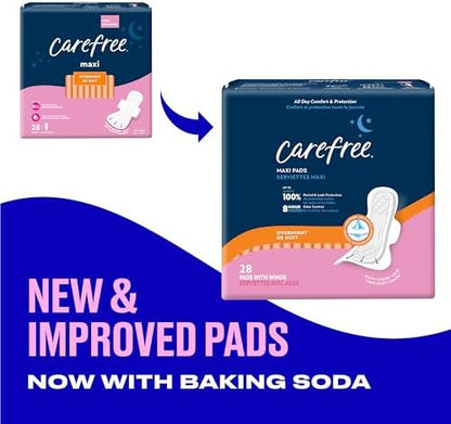 Imported Carefree maxi pads for postpartum and period leak protection.