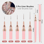Close up of Dr.nail precision liner brushes for nail detailing