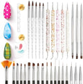 Beetles 31 piece nail art brush set front view with tools