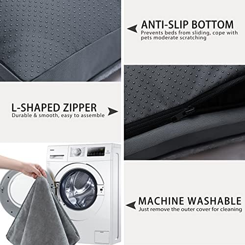 Dog Crate Bed Waterproof Deluxe Plush Dog Beds with Removable Washable Cover Anti-Slip Bottom Pet Sleeping Mattress for Large, Medium, Jumbo, Small Dogs, 35 x 22 inch, Gray - Image 6