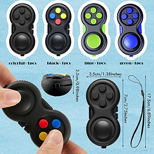 Skylety Fidget Keychain close up showing the eight distinct tactile stress relief features.