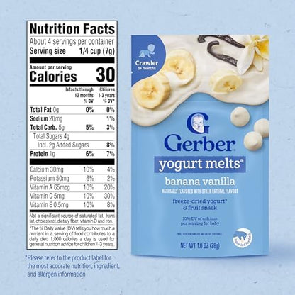 Gerber baby yogurt melts packaging detail