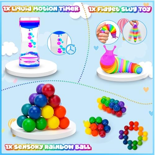 Liquid motion bubbler and magnetic rings included in sensory pack