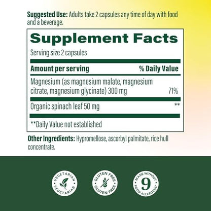 MegaFood Triple Magnesium Complex supplement facts and ingredients label