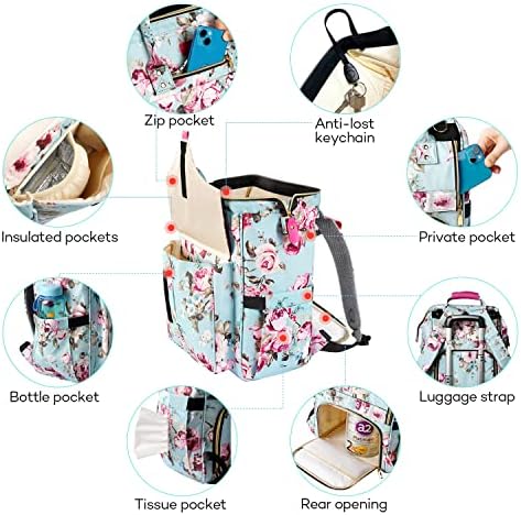 LitBear floral nappy pack with insulated baby bottle holder compartment