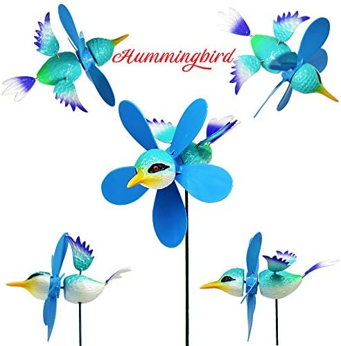 Close up of hummingbird design garden windmill