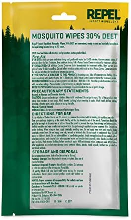 Repel 30 percent DEET sportsmen insect towelettes resealable travel pack