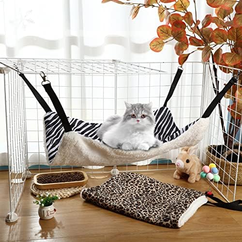 BBTO 3 Pcs Reversible Pet Hammock Soft Plush Cat Hanging Hammock Guinea Pig Bed Rat Cage Accessories for Puppy Dog Piggy Kitten Ferret Rabbit Other Small Animals(Dot) - Image 6