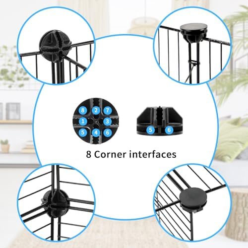 Pet Playpen with Mat, Small Animal Cage with Mat, Guinea Pig Cages, Puppy Pen for Indoors with Colorful Mat, 12 Panels Interior Metal Wire Yard Fence - Image 4