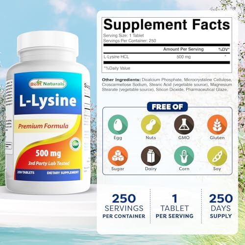 Best Naturals L-Lysine supplement label showing potency