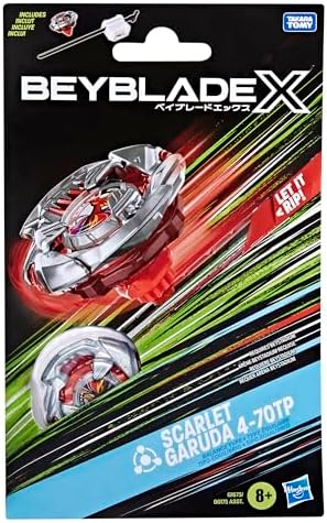 Detailed view of Beyblade X Scarlet Garuda metal die-cast blade