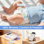 Bedwetting moisture sensor clipped to underwear for nighttime monitoring.
