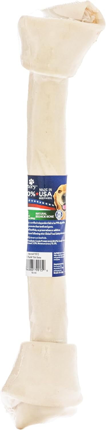 Pet Factory American beefhide knotted bone dog chew treat front view for large breeds