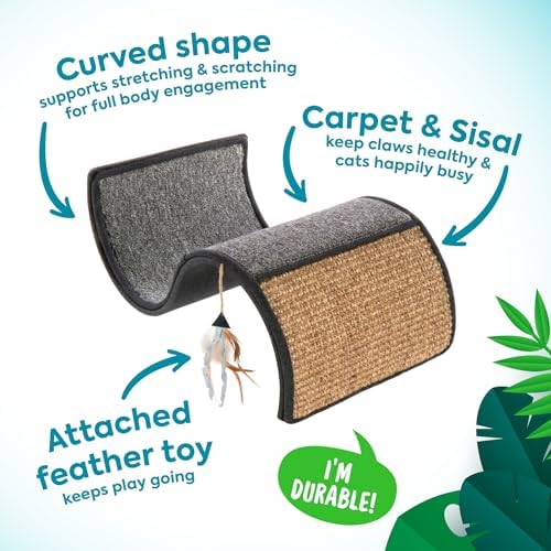 Gray wave shaped cat lounger and furniture protector in use by a cat.