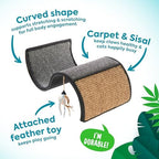 Gray wave shaped cat lounger and furniture protector in use by a cat.