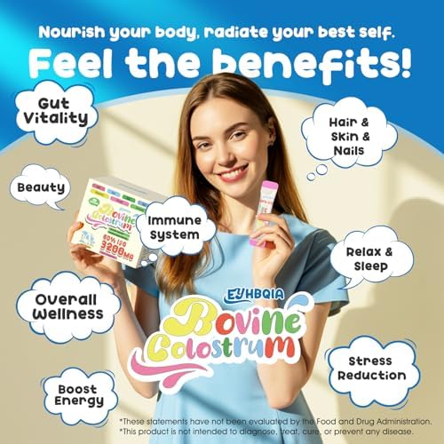 EYHBQIA Colostrum Powder supplement ingredients panel showing 60 percent IgG