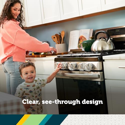 Transparent safety guards installed on stove control knobs