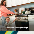 Transparent safety guards installed on stove control knobs