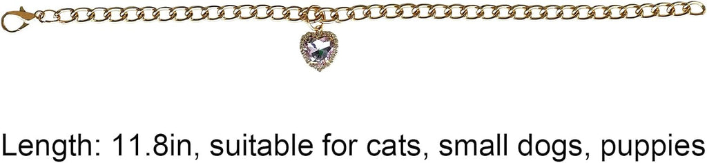Elegant pink rhinestone pet pendant necklace designed for kittens and small dog breeds