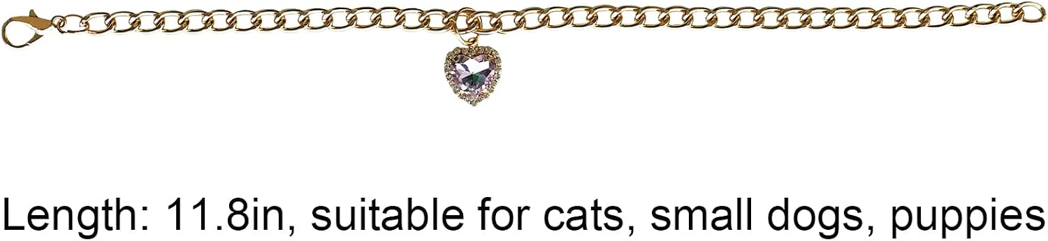 Elegant pink rhinestone pet pendant necklace designed for kittens and small dog breeds