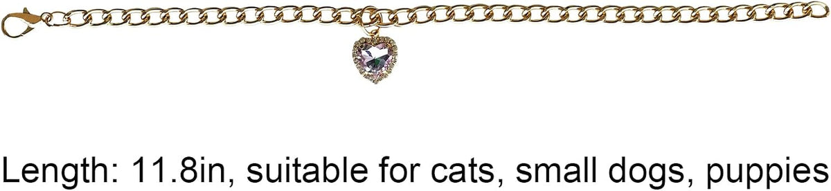 Elegant pink rhinestone pet pendant necklace designed for kittens and small dog breeds