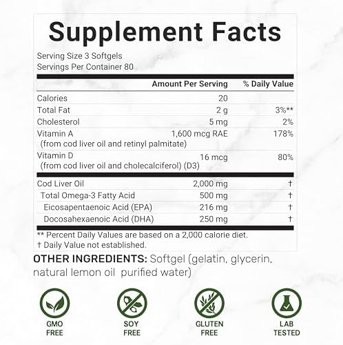 Deal Supplement Cod Liver Oil supplement facts nutritional label