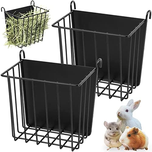 2PCS Rabbit Hay Feeder Guinea Pig Hay Feeder with Heavy-Duty Metal Frame Rabbit Hay Holder for Cage - Bunny Hay Feeder,for Rabbits Guinea Pigs Bunny Chinchillas - Image 2