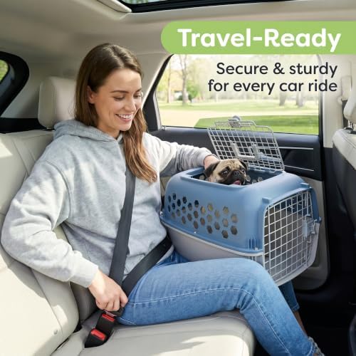 Small 2-Door Dog Kennel for Up to 25 lbs, Portable Travel Crate, Blue | Helps Create Security & Better Behavior Management;Lightweight & Easy to Carry;Dual-Door Convenience for Easier Interaction - Image 7