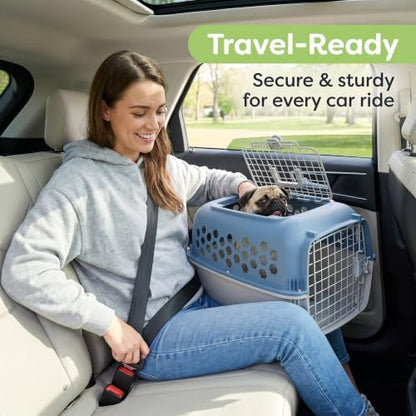 Small 2-Door Dog Kennel for Up to 25 lbs, Portable Travel Crate, Blue | Helps Create Security & Better Behavior Management;Lightweight & Easy to Carry;Dual-Door Convenience for Easier Interaction - Image 7