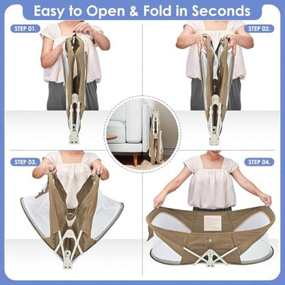Folded flat view of the lightweight ISELECTOR baby bassinet demonstrating compact storage