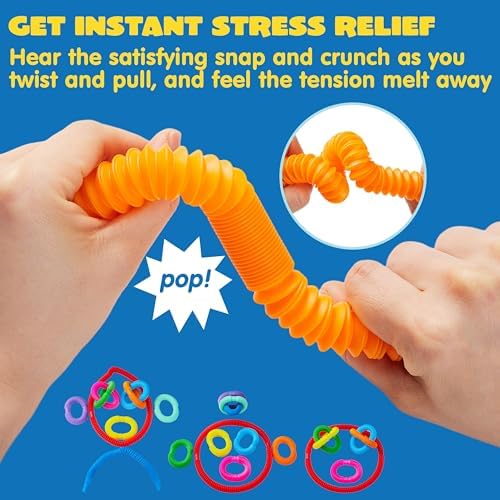 JOYIN connectable fidget tubes extended and twisted into creative geometric shapes