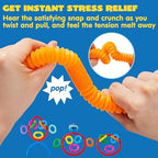 JOYIN connectable fidget tubes extended and twisted into creative geometric shapes