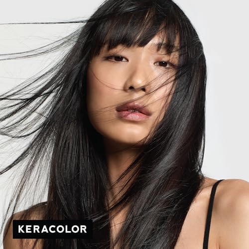 Before and after visual comparison of hair vibrancy using the Onyx shade color refreshing conditioner.