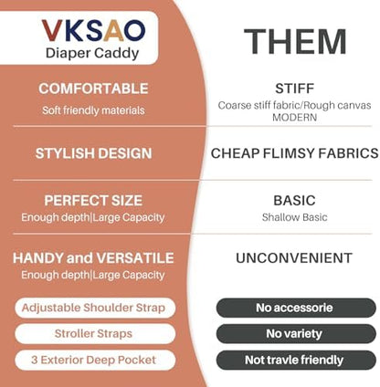 Vksao portable diaper caddy interior with removable dividers