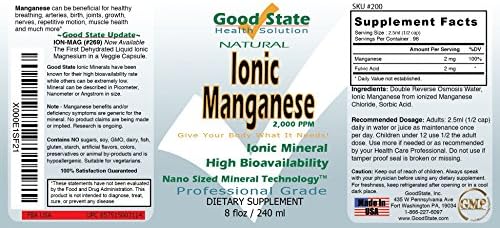 Liquid manganese concentrate bottle for cellular absorption