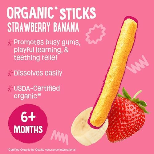 USA imported Earth's Best teething snack packaging back view with instructions