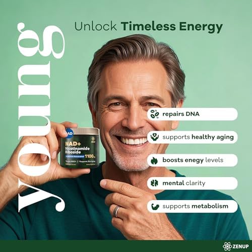 ZenUP NAD+ dietary supplement bottle angled display