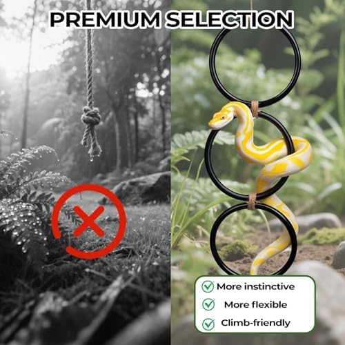 2 Pack Snake Climbing Rings for Ball Python & Corn Snake,Reptile Enrichment Toys for Snake,Ball Python Tank Decor, Reptile Tank Accessories for Bearded Dragon,Chameleon, Iguana, Gecko, Lizard (Black) - Image 5